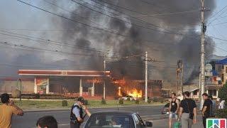 Момент взрыва автозаправки на троллейбусном кольце г. Махачкалы (08.08.14)