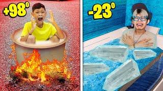 100 PRANK BATHTUB PANAS VS BATHTUB DINGIN DALAM 1 HARI, SAMPAI MEMBEKU!!!