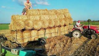 Straw is pressed by press 0850, modernization of the winding Straw harvesting by a minitractor.