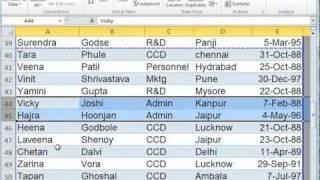 Microsoft Excel Sorting and Filtering Data Tables