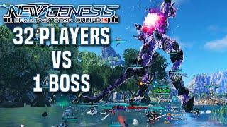 32 PLAYER OPEN WORLD BOSS BATTLE - PSO2: New Genesis Gameplay