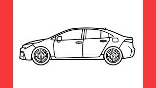 How to draw a TOYOTA COROLLA 2023 easy / drawing toyota car from the side for beginners