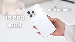 iPhone 16 Pro Max Unboxing (White Titanium 256GB) | HUGE ACCESSORY UNBOXING | Aesthetic | Camera