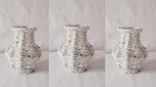 Newspapers flower vase|Diy Flower vase making|Flower vase out of waste|