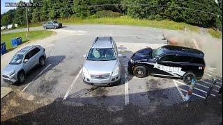 WATCH: Catawba Co. deputy flies into store parking lot, collides with vehicles