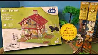 Mini Papo Farm & Safari Ltd. Down on the Farm Animal Figures Toobs- Diorama Learn Farm Animal Names