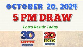 Lotto Result Today 5pm October 20, 2024 swertres ez2 PCSO