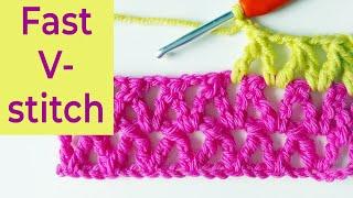 Crochet V-stitch using trebles [Fast crochet stitch]