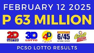 Lotto Result February 12 2025 9pm PCSO