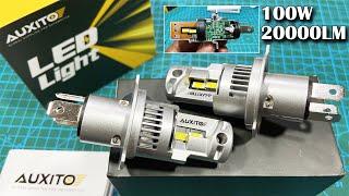 Auxito 100W H4 LED Headlight 2022 upgraded Version 20000LM 6500K unboxing