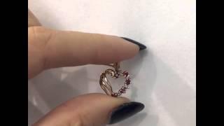 0.15 Ct Ruby and Round Brilliant Cut Diamond Open Heart Pendant in 14k Gold G-H