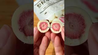 Trying White Chocolate Covered Freeze Dried Strawberries  #strawberry #chocolate #snack