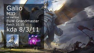 Galio vs Vel'Koz Mid - EUW Grandmaster 8/3/11 Patch 10.15 Gameplay