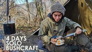 4 DAYS BUSHCRAFT OVERNIGHT – RUSSIAN CANVAS TENT, WOOL BLANKET, COOKING, CARVING [Full Documentary]