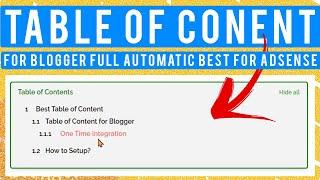 Blogger Full Auto TOC Widget One-Time Implement - Hindi/Urdu