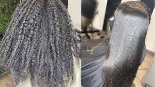 Her hair almost locked up ‼️ Long Natural Hair Silk Press ‼️‼️