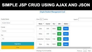 Simple JSP Crud using Ajax and json