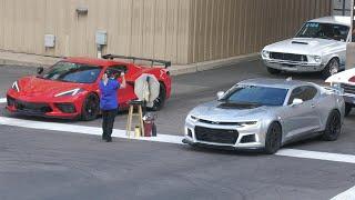 ZL1 Camaro vs Corvette C8 - drag racing