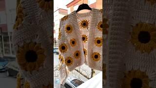 Crochet Pattern Sunflower Cardigan Granny Square#ccrochet #flowers #grannysquare #crochetaddict