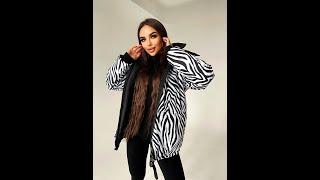 Двухсторонняя женская зимняя куртка Zebra черный 42/46 oversize