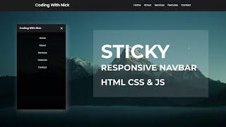 Responsive Sticky Navigation Bar On Scroll Using Html, Css & Javascript | Fixed Nav Bar On Scroll