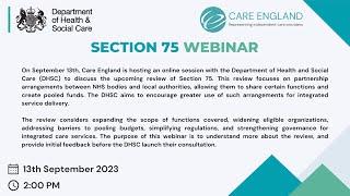 Department of Health and Social Care Review of Section 75 Webinar with Care England