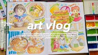 cozy art vlog painting studio ghibli characters comfort food 