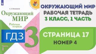 Окружающий мир. Рабочая тетрадь 3 класс 1 часть. ГДЗ стр. 17 №4