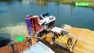 Dump Truck fail Deep waterfall & Skill Recover by Dozer D31P