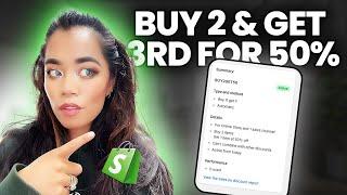 How to set up  buy 2 and get 50% off the 3rd item on shopify discounts | shopify tutorial