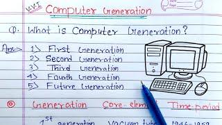 Computer Generation full Explanation | Learn Coding