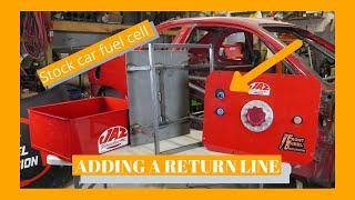 How to install a return line fitting in a fuel cell for your Front Wheel Drive stockcar.