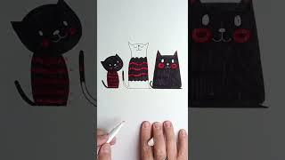 Watch as I spin gel pens like a pro and draw three adorable cats  #drawingcats #shortsviral