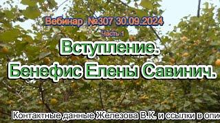 Железов Валерий.  Вебинар 307.  ч. 1.  Вступление.  Бенефис Елены Савинич.