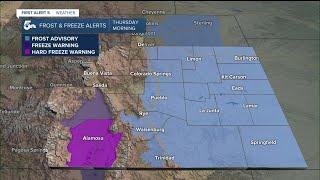 What is the difference between a frost advisory, freeze warning, and hard freeze warning?