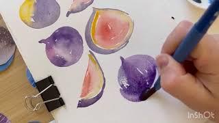 Watercolor video process: figs