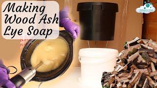 Making lye from wood ashes and wood ash lye soap, old fashioned soap making.