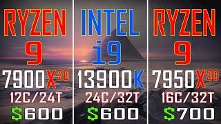 RYZEN 9 7900X3D vs INTEL i9 13900K vs RYZEN 9 7950X3D // PC GAMES BENCHMARK TEST ||