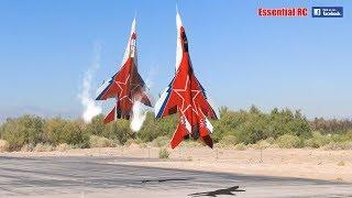 FANTASTIC Russian Mikoyan MiG-29 FORMATION PAIR/DUO with OVT VECTORED THRUST Demo