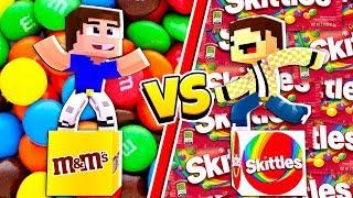 ЛАКИ БЛОК M&M's vs. СКИТТЛС ЛАКИБЛОК ! ВЫЖИВАНИЕ НА 1 ЛАКИ БЛОК В МАЙНКРАФТ Нуб и Про