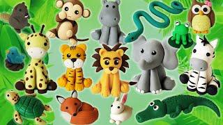  DIY How to Make JUNGLE ANIMALS Compilation - Easy Polymer Clay, plastilina Fondant Cakes Tutorial