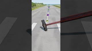 Small to Giant car vs massive hammer #beamngdrive #shorts