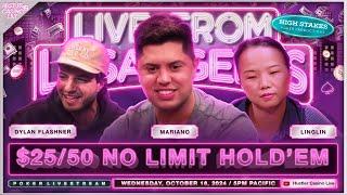 Mariano, Linglin & Dylan Flashner Play $25/50 No Limit Hold'em - Commentary by David Tuchman