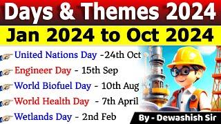 Days and Themes 2024 Current Affairs | Jan to Oct 2024 | Important Days and Themes 2024 #current