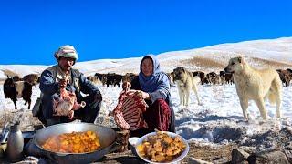 Surviving in the Coldest Village of Afghanistan| Shepherd Mother Cooking Shepherd Food in Wilderness