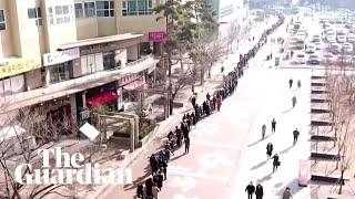 Coronavirus: drone footage shows enormous queues for masks in South Korea