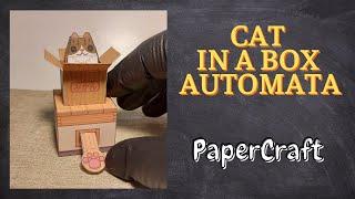 061 - Cat in a box automata bendable papercraft 