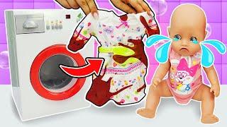 A Boneca Baby Born Emily e o Vestido Sujo: Será que vai Ficar Limpo? Vídeo Infantil