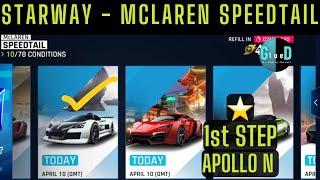 Asphalt 9 | STARWAY EVENT - MCLAREN SPEEDTAIL | 1st STEP | Apollo N Run