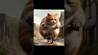 Mota Billi cycle chalana chahta hai #cat #cute #kitten #ytshorts #trending #shorts